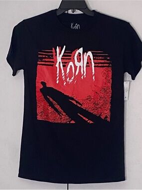 Korn Graphic Band Tee - Black with Red & White Print NWT